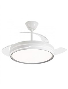 Ventilador de techo con luz Lima - AJP - Ventilador blanco y plata con aspas retráctiles, luz regulable y mando a distancia 2