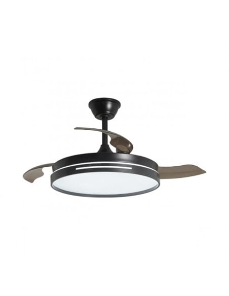 Ventilador con luz Mini Togo - AJP - Negro ultrasilencioso con 3 aspas retráctiles y mando a distancia