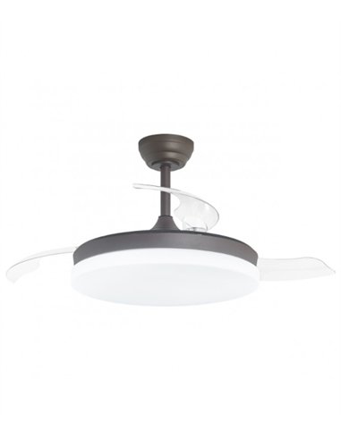 Ventilador de techo con luz Malta - AJP - Acabado café con aspas retráctiles, luz regulable y mando a distancia