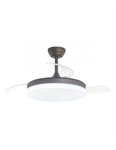 Ventilador de techo con luz Mini Malta - AJP - Acabado café compacto con aspas retráctiles, luz regulable y mando a distancia