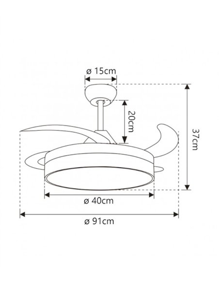 Ventilador de techo con luz Mini Malta - AJP - Acabado café compacto con aspas retráctiles, luz regulable y mando a distancia