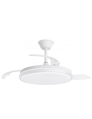 Ventilador con luz Nova - AJP - Ventilador blanco ultrasilencioso con 3 aspas retráctiles y mando a distancia