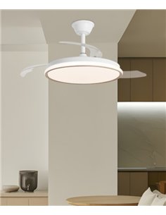 Ventilador de techo con luz Dublin - AJP - Acabado madera clara con aspas retráctiles, luz regulable y mando a distancia
