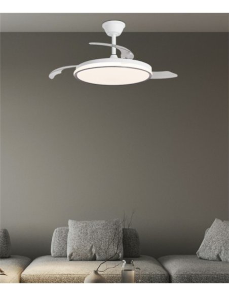 Ventilador de techo con luz Dublin - AJP - Aspas retráctiles en madera oscura con mando a distancia y luz regulable