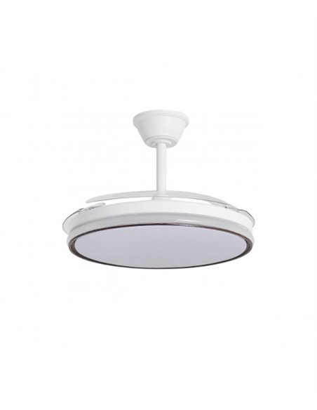 Ventilador de techo con luz Dublin - AJP - Aspas retráctiles en madera oscura con mando a distancia y luz regulable