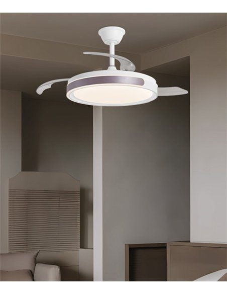 Ventilador de techo con luz Samaná - AJP - Luz regulable, acabado café y aspas retráctiles con mando a distancia