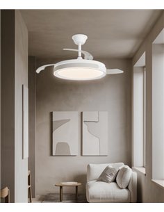 Ventilador de techo con luz Samaná - AJP - Aspas retráctiles en acabado beige con mando a distancia