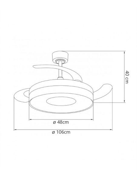 Ventilador de techo con luz Duna - AJP - Luz regulable, acabado blanco y madera y aspas retráctiles