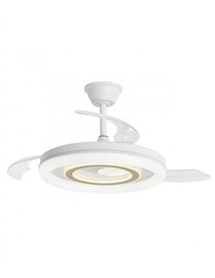 Ventilador de techo con luz Bribón - AJP - Aspas retráctiles en acabado blanco y plata con luz regulable 2