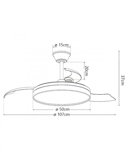 Ventilador de techo con luz Auron - AJP - Ventilador blanco con RGB, altavoz Bluetooth y aspas retráctiles