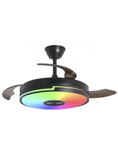 Ventilador de techo con luz Auron - AJP - Luz RGB, altavoz Bluetooth y acabado negro con aspas retráctiles 2