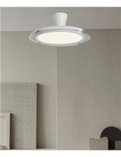 Ventilador de techo con luz Qatar - AJP - Aspas retráctiles en blanco con modo brisa y luz regulable