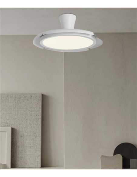 Ventilador de techo con luz Qatar - AJP - Aspas retráctiles en blanco con modo brisa y luz regulable