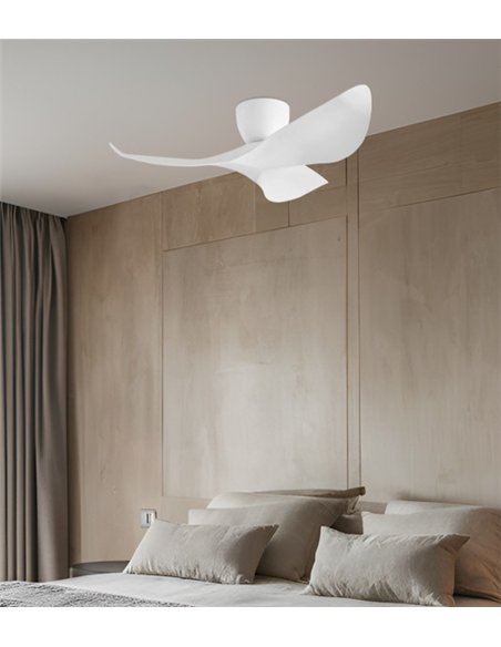 Ventilador de techo sin luz Venice - AJP - Blanco con 3 palas curvadas, modo brisa y mando a distancia