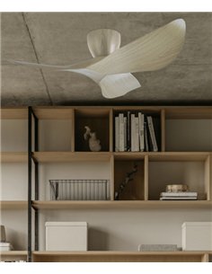 Ventilador de techo sin luz Venice - AJP - Palas curvadas en madera clara, ultrasilencioso y con mando a distancia