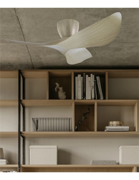 Ventilador de techo sin luz Venice - AJP - Palas curvadas en madera clara, ultrasilencioso y con mando a distancia