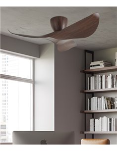 Ventilador de techo sin luz Venice - AJP - Madera oscura con palas curvadas, modo brisa y mando a distancia