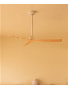 Ventilador de techo Rocker M - Faro - Ventilador de techo blanco mate con palas en fresno