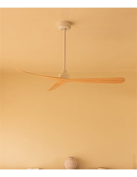 Ventilador de techo Rocker M - Faro - Ventilador de techo blanco mate con palas en fresno