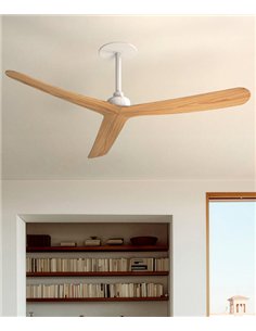 Ventilador de techo empotrado sin luz Rocker M - Faro - 3 palas de fresno, ultrasilencioso y apto para techos inclinados