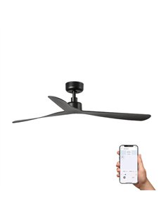 Ventilador de techo smart sin luz Rocker L - Faro - Negro mate con control Tuya, 3 palas y ultrasilencioso