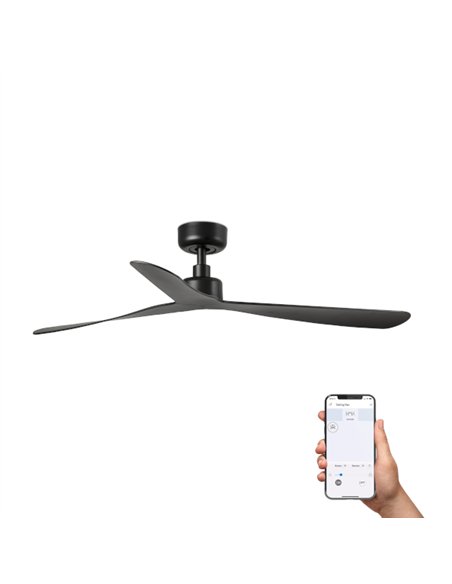 Ventilador de techo smart sin luz Rocker L - Faro - Negro mate con control Tuya, 3 palas y ultrasilencioso