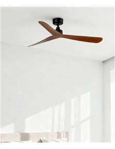 Ventilador de techo smart sin luz Rocker L - Faro - Negro y nogal con control Tuya, función inversa y 3 palas 2