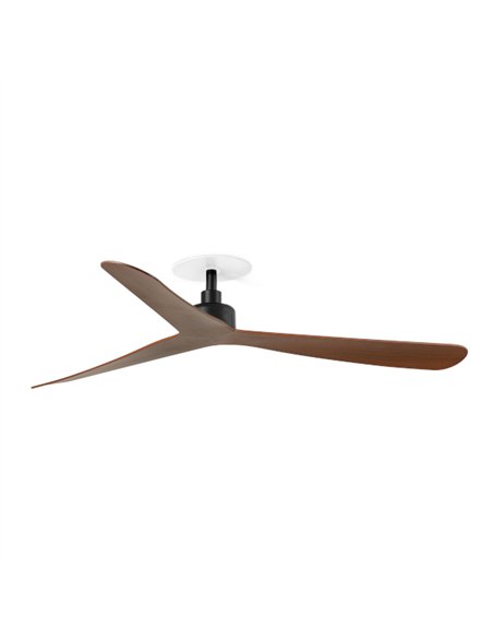 Ventilador de techo empotrado smart sin luz Rocker Recessed M - Faro - Control Tuya, acabado negro y nogal con 3 palas