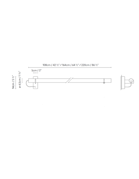 Aplique lineal Solid W - B.lux - Lámpara de pared LED para iluminación de cuadros y zonas decorativas