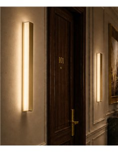 Aplique de pared Myn W Glass - B.lux - Diseño vertical con vidrio estriado y luz LED difusa