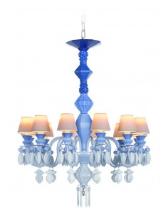 Porcelain Chandelier – Lladró – Blue finish, 12 lights chandelier 