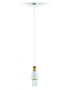 Belle de Nuit lithophane pendant light - Lladró - Colored porcelain lamp