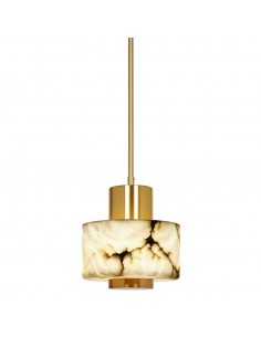 Tarraco pendant light - Pedret Lighting - Alabaster lamp, golden structure