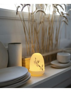 Dome table lamp - Lladró - Porcelain lithophane, Japanese inspiration