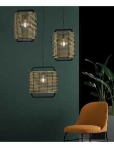 Corda pendant light - ACB - Boho design with woven rope shade and adjustable height
