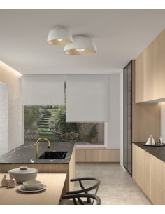 Miso flush ceiling light - LedsC4 - Modern round design with customisable outer finish