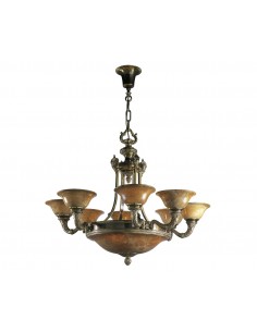 18529 chandelier – Mariner – Brandy alabaster & bronze light, Diameter: 86 cm