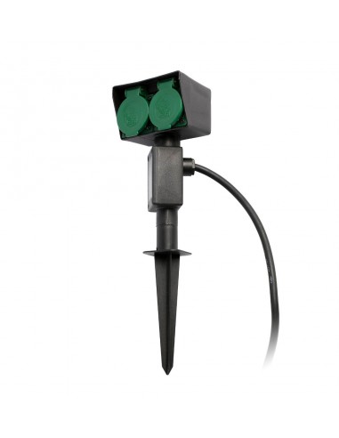 Lámpara estaca moderna color negro con dos tomas – Garten-1 – Faro