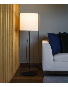 Drum floor lamp - Faro - Fabric shade in black or beige                                    