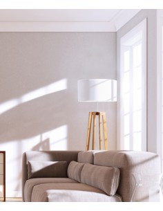 Kara floor lamp - Exo - Novolux Lighting - Nordic lamp with wooden base and fabric lampshade