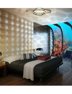 Ramie ceiling light - MYO - Original decorative light with hexagonal brass and glass shapes