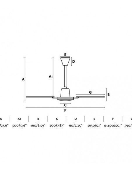 Ventilador de techo sin luz disponible en 2 acabados con 4 palas reversibles – Malvinas – Faro
