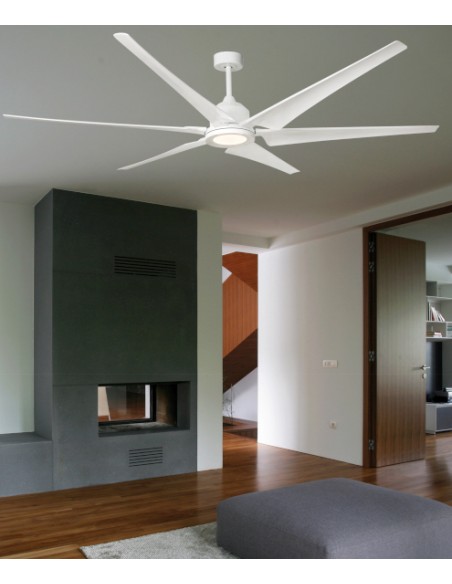 Ventilador de techo acabado blanco disponible con o sin luz LED – Cies – Faro
