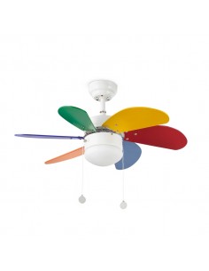 Ventilador de techo con luz 6 palas y accionado con cadena disponible en 5 acabados – Palao – Faro 2
