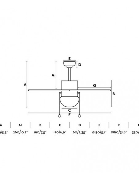 Ventilador de techo con luz 6 palas y accionado con cadena disponible en 5 acabados – Palao – Faro