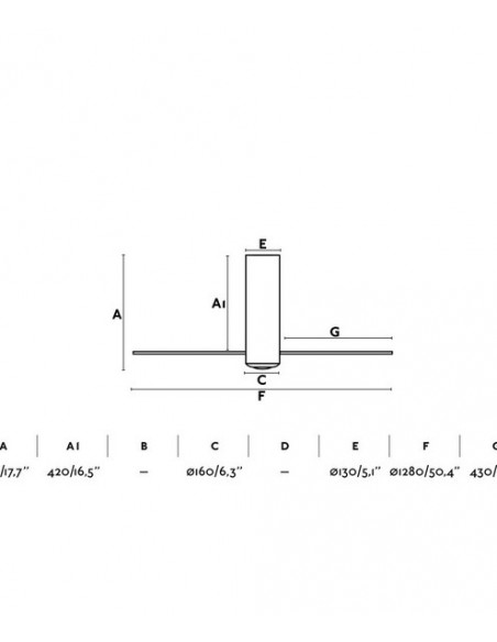 Ventilador sin luz disponible en 7 acabados con 6 velocidades regulables Ø 45 cm – Tube – Faro