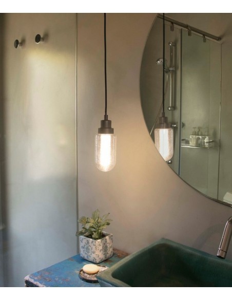 Lámpara colgante LED gris matelizado para baño IP44 – Brume – Faro