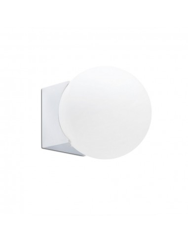 Aplique de baño cromado con pantalla esférica de cristal opal – Lago – Faro