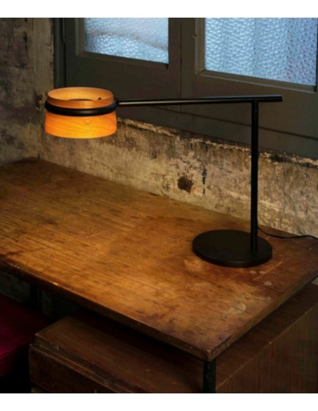 Lámpara de mesa de metal y madera LED orientable 350º y regulable en intensidad 2700K – Loop – Faro