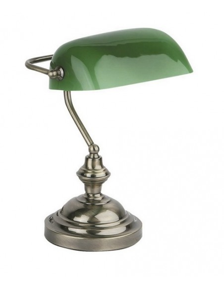 Lámpara de mesa clásica de cristal y metal orientable 90º – Banker – Faro